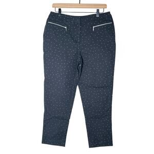 Chico's black and white polkadot slim straight leg Chino pants size 8 B182